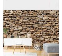 Papier Peint Panoramique Mur de Pierre 350x256 cm Papier Peint Intissé 3D Brique de Pierre Muraux Tapisserie Photo Décoration Murale Poster Mural XXL pour Chambre Salon 1326-ABC