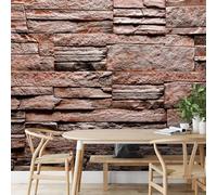 Papier Peint Panoramique Mur de Pierre 350x256 cm Papier Peint Intissé 3D Mur de Briques Muraux Tapisserie Photo Décoration Murale Poster Mural XXL pour Chambre Salon 1246-ABP