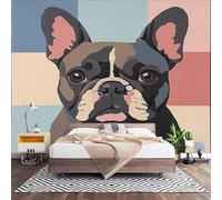 Papier Peint Panoramique Murale Illustration de Bouledogue FrançAis 400x280 cm Papier Peint Intissé GéOméTrie Des Couleurs Taille Personnalisée Grandes Poster Mural Photo Muraux pour Salon, Bureau