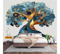 Papier Peint Panoramique Murale Illustration de L'Arbre de Vie Fantastique 450x315 cm Papier Peint Intissé Blanc Taille Personnalisée Grandes Poster Mural Photo Muraux pour Salon, Bureau