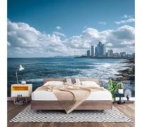 Papier Peint Panoramique Murale Paysage Urbain CôTier 350x256 cm Papier Peint Intissé Paysages Naturels Taille Personnalisée Grandes Poster Mural Photo Muraux pour Salon, Bureau, Décor Fond TV