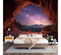 Papier Peint Panoramique Murale Vue Nocturne éToiléE de La Voie LactéE 250x175 cm Papier Peint Intissé Violet Taille Personnalisée Grandes Poster Mural Photo Muraux pour Salon, Bureau, Décor Fond TV