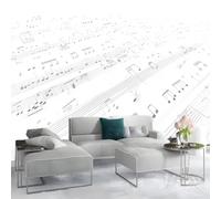 Papier Peint Panoramique Musique Notes Simple Noir Blanc 350 X 256 Cm(Wxh) Poster Géant Mural 3D,Décoration Murale Premium,Pour Salon,Chambre Adulte,Chambre D'Enfants & Bureau,Grand Format