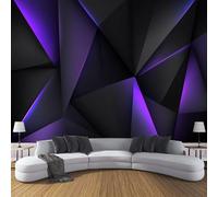 Papier Peint Panoramique Nature 150X105Cm - Revêtement Mural Décoration Salon - Triangle Géométrique 3D - Style Moderne - Violet Foncé Tableaux Muraux Tapisserie Photo Trompe L'Oeil Pour Chambre