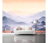 Papier Peint Panoramique - Nature Montagnes Paysage Brumeux Murale Moderne Décoration Murale, Gris Papier Peint Intissé pour Salon Chambre á Coucherr Bureau Salle 300 x 210 cm