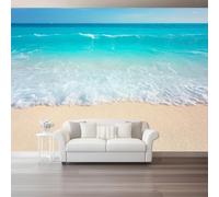 Papier Peint Panoramique Nature Plage Paysage, 350 x 256 cm Murale Décoration pour Chambre Salon Bureau Fond TV, Bleu 3D Photo Papier peint intissé