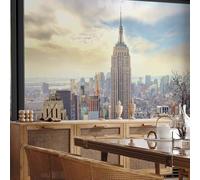 Papier Peint Panoramique New York 250x175 cm Papier Peint Intissé 3D Paysage Urbain Muraux Tapisserie Photo Décoration Murale Poster Mural XXL pour Chambre Salon 52-ABC