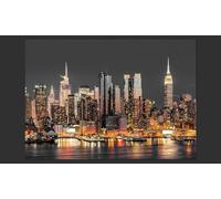 Papier Peint Panoramique New York 250x175 cm Papier Peint Intissé 3D Scène Nocturne de La Ville Muraux Tapisserie Photo Décoration Murale Poster Mural XXL pour Chambre Salon 2100-ABC