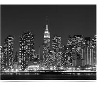 Papier Peint Panoramique New York 350x256 cm 3D Papier Peint Intissé Scène de Nuit de La Ville Noire Photo Trompe l'oeil Poster Geant Mural Salon Chambre Enfant Chambre Décoration Murale a-7565