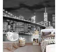 Papier Peint Panoramique New York Fresque Murale Intissée 150 x 105 cm 3D Effet Pont du Golden Gate Photo Papier Peint Poster pour Chambre Salon Décoration Murale F82