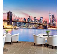 Papier Peint Panoramique New York Papier Peint Intissé Paysage Urbain Poster Trompe l'oeil Mural 3D Art Décoration Murale Salon Chambre 300x210 cm 0637b