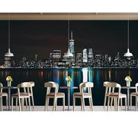 Papier Peint Panoramique New York Papier Peint Intissé Paysage Urbain Poster Trompe l'oeil Mural 3D Art Décoration Murale Salon Chambre 150x105 cm 0594b