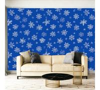 Papier Peint Panoramique Noël Files D'Attente Flocons De Neige Papier Peint Intissé Photo Mural, 250 x 175 cm Poster Salon Chambre Mur de fond Chambre des Enfants Bureau, Bleu Blanc