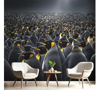 Papier Peint Panoramique Noir Et Blanc Pingouin Empereur 150X105Cm Revêtement Mural Les Animaux De L'Île Poster Tableaux Photo Muraux Utilisé Pour Salon Chambre D'Enfant Décoration Murale