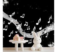 Papier Peint Panoramique Notes de Musique Noir Et Blanc Fresque Murale Intissée 400 x 280 cm 3D Effet Musique Photo Papier Peint Poster pour Chambre Salon Décoration Murale F984