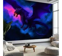 Papier Peint Panoramique Nuages Sombres Animal Dragon, Papier Peint Poster Mural Géant Art Fantastique, Fresque Murale Moderne pour Salon Chambre d’Enfants Restaurant, 500 x 280 cm (L x H)