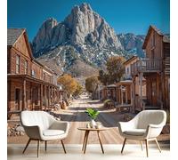 Papier Peint Panoramique Occident Ville 300x210cm Poster Murale, 3D Architecture Ancienne Paysage Tapisserie Photo Peinture Murale, Papier Peint Soie Fresque pour Salon Chambre Toile Fond TV