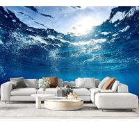 Papier Peint Panoramique Océan Bleu 350x256 cm 3D Papier Peint Intissé Océan Photo Trompe l'oeil Poster Geant Mural Salon Chambre Enfant Chambre Décoration Murale a-2157