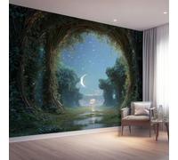 Papier Peint Panoramique Onirique Forêt Décoration Murale 350 x 256cm | Géant 3D Papier Peint Intissé pour Salon Chambre Salle à Manger Chambre d'Enfant, Paysage Plante Vigne Poster