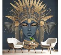 Papier Peint Panoramique Or Bleu Reine De L'Égypte Antique 3D Tapisserie Peinture Murale Interieur Personnages D'Illustration Pour Chambre Salon À Coucher D'Enfant Maison Décoration,350X260Cm