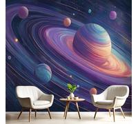 Papier Peint Panoramique Orbite Planétaire Illustrations De Science-Fiction Noir Violacé 400X280Cm Poster Géant Mural 3D,Décoration Murale Premium,Pour Salon,Chambre Adulte,Chambre D'Enfants & Bureau
