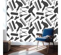 Papier Peint Panoramique Outils de Coiffeur 400x280 cm 3D Papier Peint Intissé Salon de Coiffure Photo Trompe l'oeil Poster Geant Mural Salon Chambre Enfant Chambre Décoration Murale a-9614