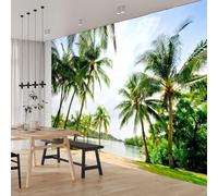 Papier Peint Panoramique Palmier 400x280 cm 3D Papier Peint Intissé Paysage Tropical Photo Trompe l'oeil Poster Geant Mural Salon Chambre Enfant Chambre Décoration Murale a-8862