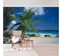 Papier Peint Panoramique Palmiers 200x140 cm Papier Peint Intissé 3D Plage Muraux Tapisserie Photo Décoration Murale Poster Mural XXL pour Chambre Salon 747-ABC