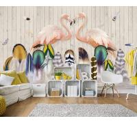 Papier Peint Panoramique Panneau En Bois De Plumes Peint À La Main 400x255cm Papier Peint 3D Intissé Tapisserie Poster Chambre Salon Decoration Murale -MIWEI Wallpaper-ZXY-37870