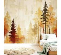 Papier Peint Panoramique Papier Peint Aquarelle Forêt De Pins Pour Chambre À Coucher 150 × 105 Cm Fresque Murale Panoramique Intissé Grand Format Pour Salon Décoration Murale Artistique Paysage