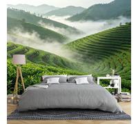 Papier Peint Panoramique Papier Peint Mural Panoramique 3D Représentant Un Paysage De Montagne Et De Nature Idéal Pour Chambre Ou Salon. Dimensions : 450 × 315 Cm. Motif : Terrasse De Thé Et Val