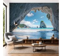 Papier Peint Panoramique Paysage côtier Grottes, plages, îles maritimes 450x315cm | Papier Peint soie Moderne Mode Géant 3D Décoration Murale pour Salon Chambre Salle à Manger Chambre d'Enfant