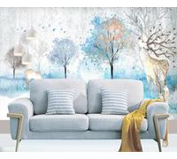 Papier Peint Panoramique Paysage D'Arbre Aquarelle 400x280cm Papier Peint 3D Intissé Tapisserie Poster Chambre Salon Decoration Murale -MIWEI Wallpaper-ZXY-26279