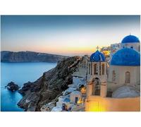 Papier Peint Panoramique Paysage de Grèce 250x175 cm 3D Papier Peint Intissé Architecture Marine Photo Trompe l'oeil Poster Grand Mural Salon Chambre Enfant Chambre Décoration Murale a-9195