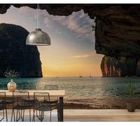 Papier Peint Panoramique Paysage de grottes et de rochers, 400 x 280 cm Photo Murales Peinture Interieur Poster Geant Tableaux, Chambre Salon Décoration Muraux