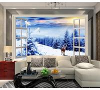 Papier Peint Panoramique Paysage De Neige De Rêve Papier Peint Intissé 3D Tapisserie Decoration Chambre Salon Murale -KX05361, 400x255cm