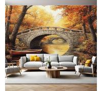 Papier Peint Panoramique Paysage de pont en pierre en arc Papier Peint Intissé Tapisserie Poster Mural Salon Chambre Adulte Chambre d'enfants Restaurant Décor 250x175 cm