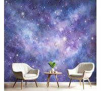 Papier Peint Panoramique Paysage Galaxie L'Aquarelle, Papier Peint En Soie Constellation Cosmique Onirique, 400 X 280 Cm Tableaux Poster Décoration Murale, Fond Tv Murale Salon Chambre, Violet