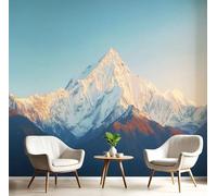 Papier Peint Panoramique Paysage Montagne Enneigée 450X315 Cm Poster Geant Mural, Photo Peinture Murale, Bleu Papier Peint Paysages Naturels Fresque Pour Salon Chambre Toile Fond Tv