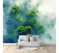 Papier Peint Panoramique Paysage Naturel Papier Peint Intissé 200 x 140 cm, pour Mur Salon Cuisine Bain Couloir Salle à Mange Brumeux Forêt Tropicale Plantes Et Arbres