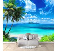 Papier Peint Panoramique Paysage Naturel Papier Peint Intissé 250 x 175 cm, pour Mur Salon Cuisine Bain Couloir Salle à Mange Océan Plage Îles Palmiers