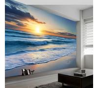 Papier Peint Panoramique Paysage Naturel Papier Peint Intissé 500 x 280 cm, pour Mur Salon Cuisine Bain Couloir Salle à Mange Magnifique Océan Vagues Lever De Soleil
