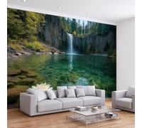 Papier Peint Panoramique Paysage Naturel Peinte Murale, Cascade Art du Paysage Botanique Floral Intissé Murale 300L x 210H cm, Photo Fresque pour Salon Chambre d'enfants Restaurant Décoration
