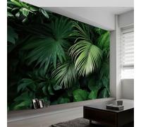 Papier peint panoramique paysage naturel, Photo murale papier peint tropical plantes forêt feuilles vertes - Murale poster pour salon chambre à coucher maison décoration intérieure 200L x 140H cm