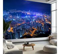 Papier Peint Panoramique Paysage Urbain Papier Peint Intissé 250 x 175 cm, pour Mur Salon Cuisine Bain Couloir Salle à Mange Architecture Aérienne Lumières