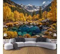 Papier Peint Panoramique Paysages d'automne 250x175cm (LxH) | Poster Géant Mural Lacs, montagnes enneigées, forêts Décoration - Murale Soie Pour Salon, Chambre, Toile Fond TV Changer la chanson