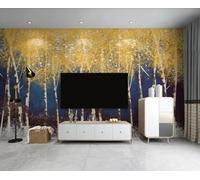 Papier Peint Panoramique Peinture À L'Huile Peinte À La Main Golden Tree 200x140cm Papier Peint 3D Intissé Tapisserie Poster Chambre Salon Decoration Murale -MIWEI Wallpaper-ZXY-20531