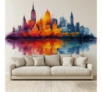 Papier Peint Panoramique Peinture abstraite représentant un paysage urbain Murale 3D Intissé Fresque Poster Décoration Fond De Mur Tv Salon Chambre 350 (H) x 256 (L) cm