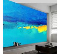 Papier Peint Panoramique Peinture Huile Abstraite Minimaliste 300 x 210 CM - Papier Peint Intissé - Tapisserie Murale Tableaux Muraux Pour Chambre Salon Chambre D'Enfant Décoration Murale - Bleu foncé