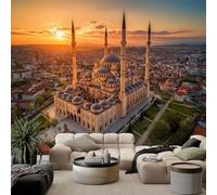 Papier peint panoramique photographie d'architecture 200L x 140H cm, papier peint paysage urbain fleur - Poster mural géant fresque murale moderne personnalisée pour salon chambre d’enfants restaurant